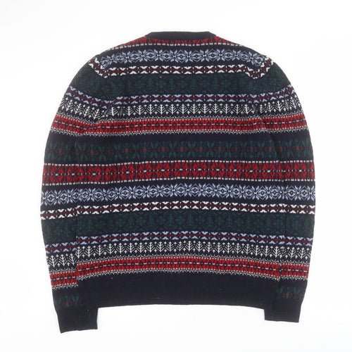 Blue Harbour Mens Multicoloured Crew Neck Fair Isle Wool Pullover Jumper Size M