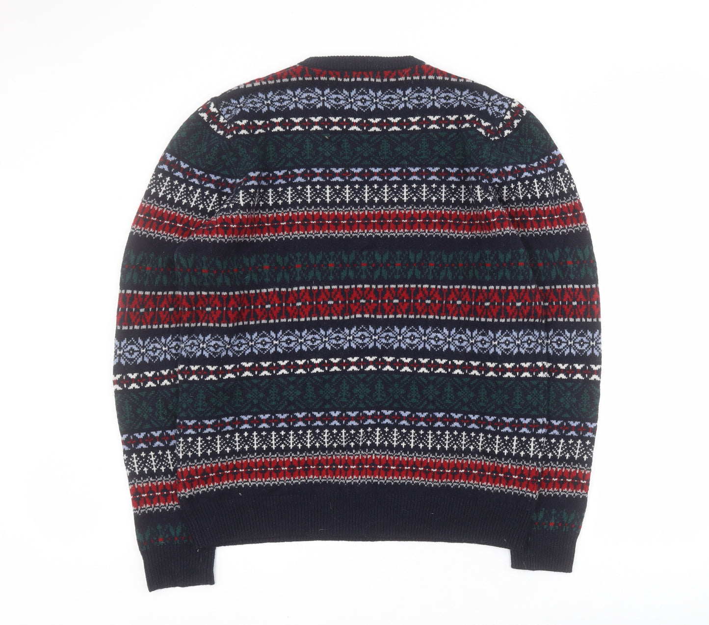 Blue Harbour Mens Multicoloured Crew Neck Fair Isle Wool Pullover Jumper Size M