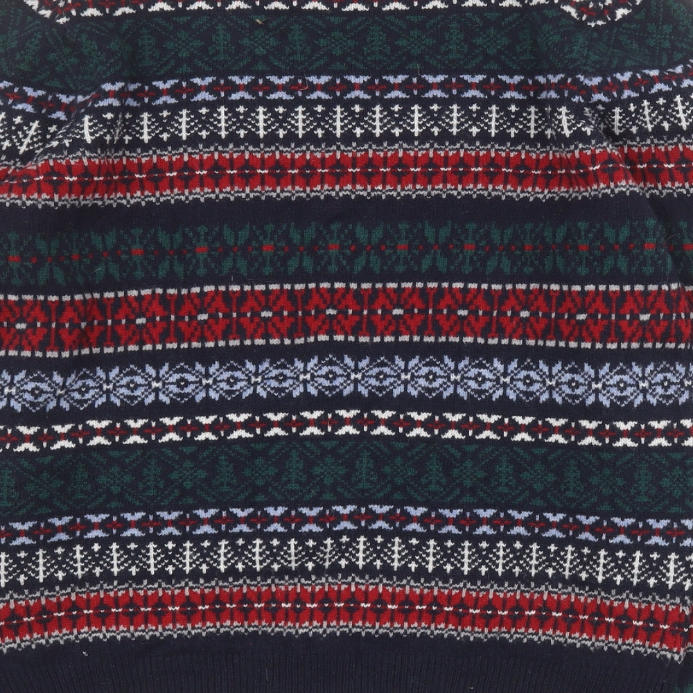 Blue Harbour Mens Multicoloured Crew Neck Fair Isle Wool Pullover Jumper Size M