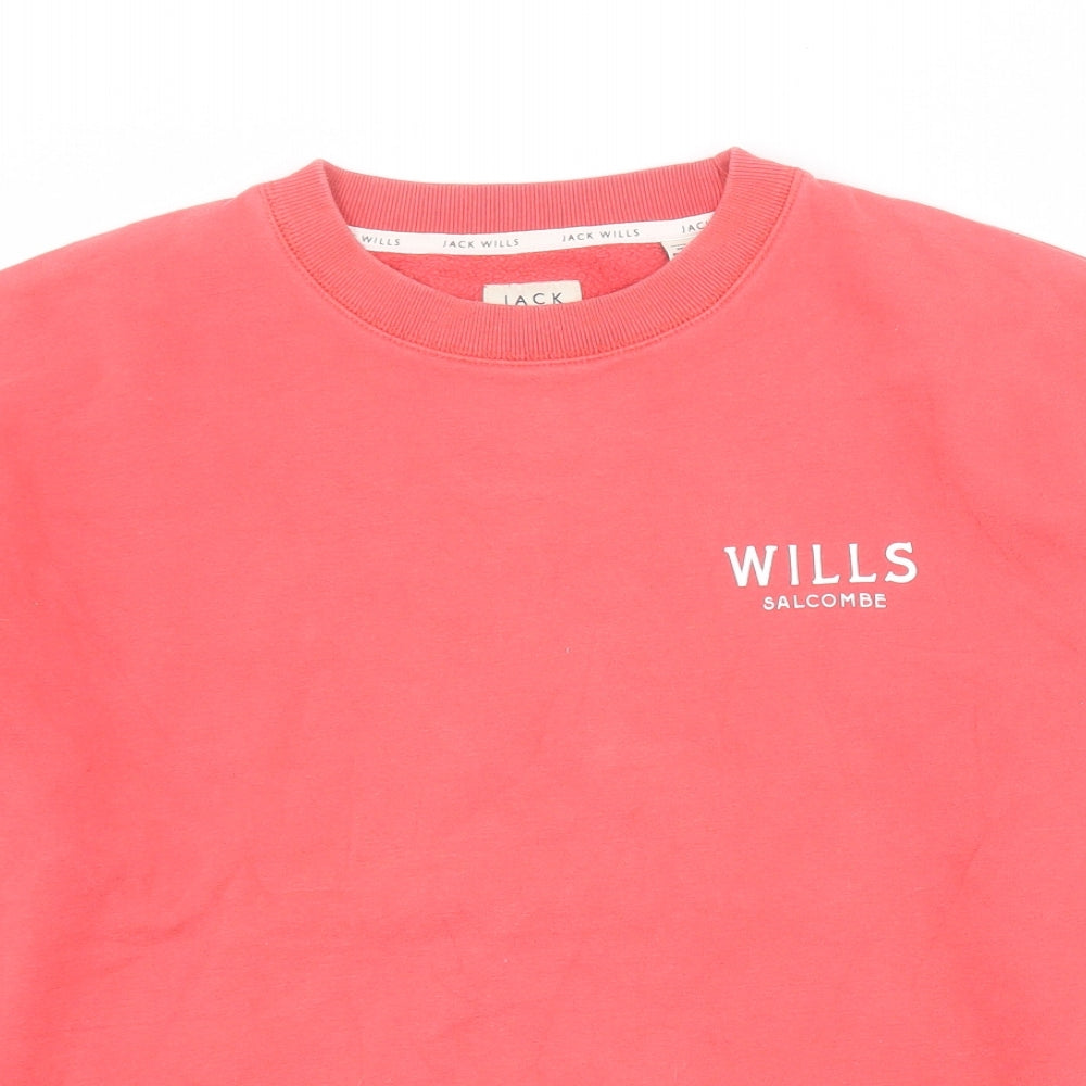 Jack Wills Womens Pink  Cotton Pullover Sweatshirt Size 10  Pullover