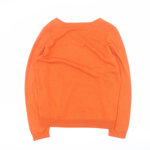 Marks and Spencer Womens Orange V-Neck  Acrylic Pullover Jumper Size 14