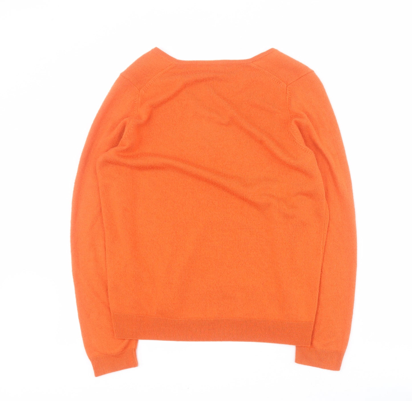 Marks and Spencer Womens Orange V-Neck  Acrylic Pullover Jumper Size 14