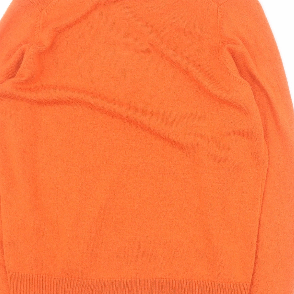 Marks and Spencer Womens Orange V-Neck  Acrylic Pullover Jumper Size 14