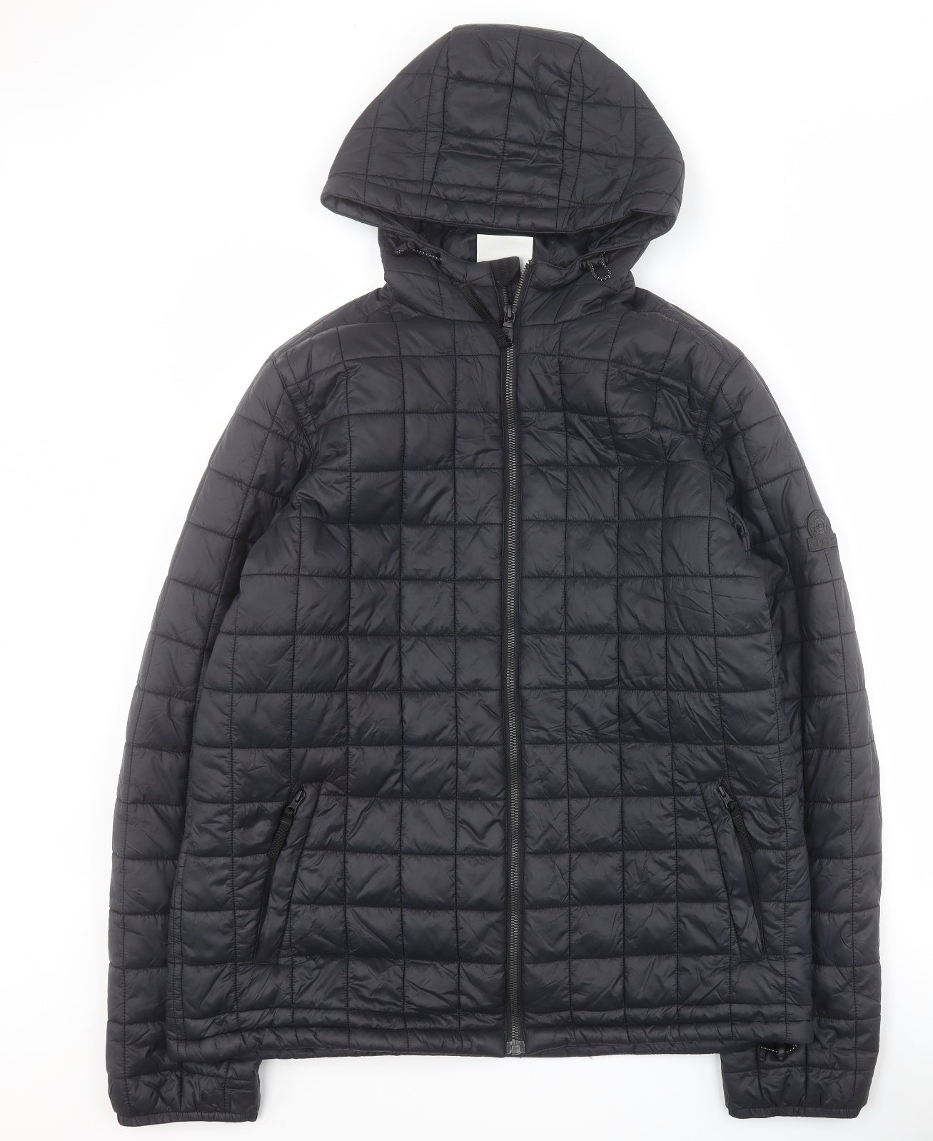 Tog24 Mens Black   Quilted Coat Size L  Zip