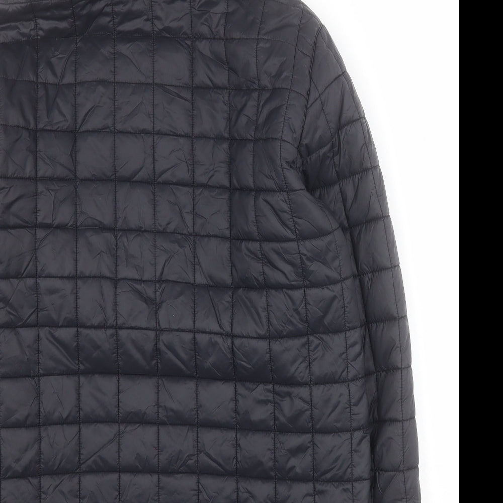 Tog24 Mens Black   Quilted Coat Size L  Zip