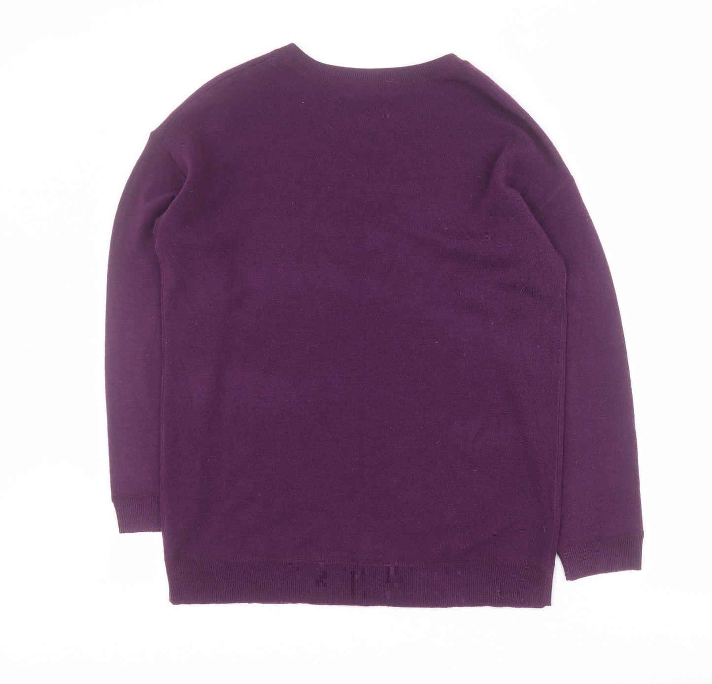 Marks and Spencer Womens Purple Round Neck  Acrylic Pullover Jumper Size 12