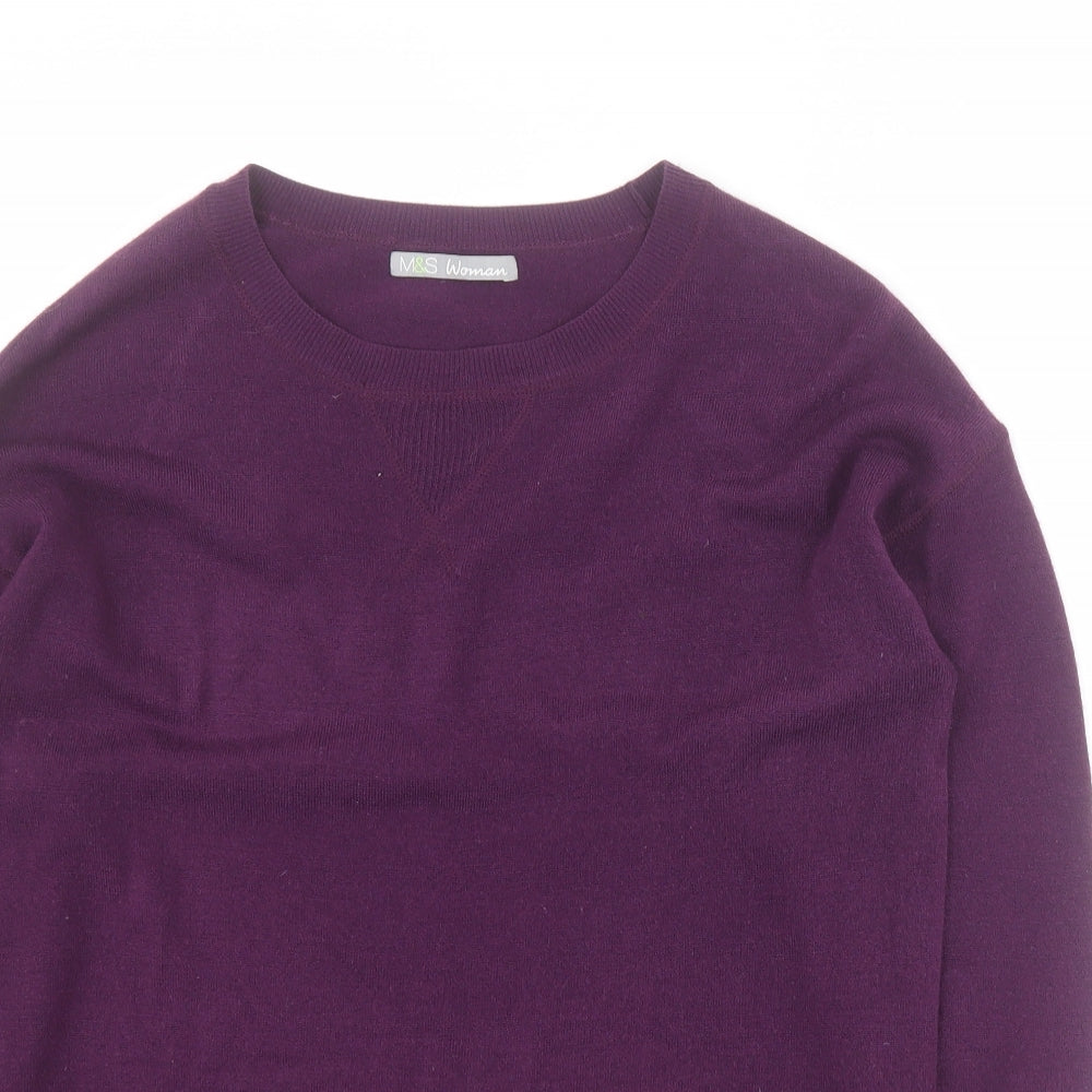 Marks and Spencer Womens Purple Round Neck  Acrylic Pullover Jumper Size 12