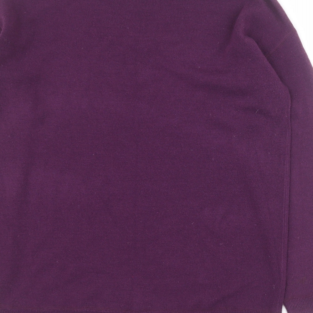 Marks and Spencer Womens Purple Round Neck  Acrylic Pullover Jumper Size 12
