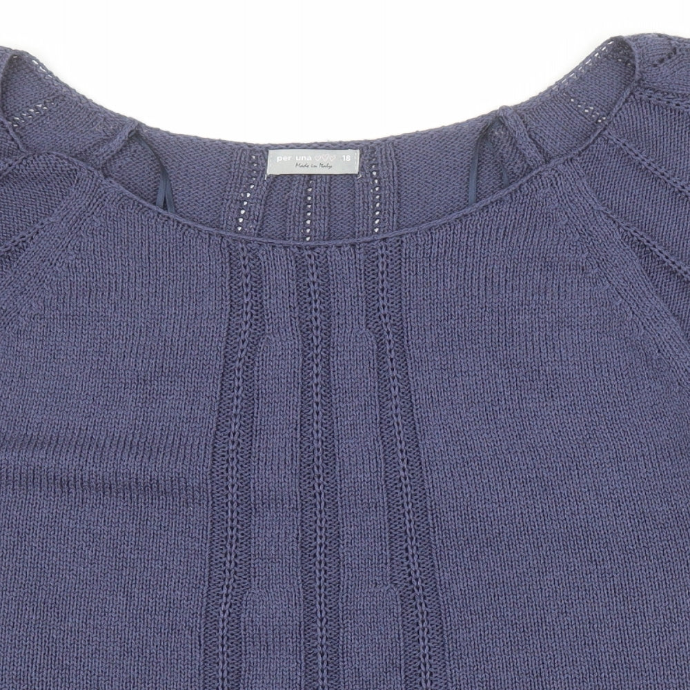 Marks and Spencer Womens Purple Boat Neck  Acrylic Pullover Jumper Size 18
