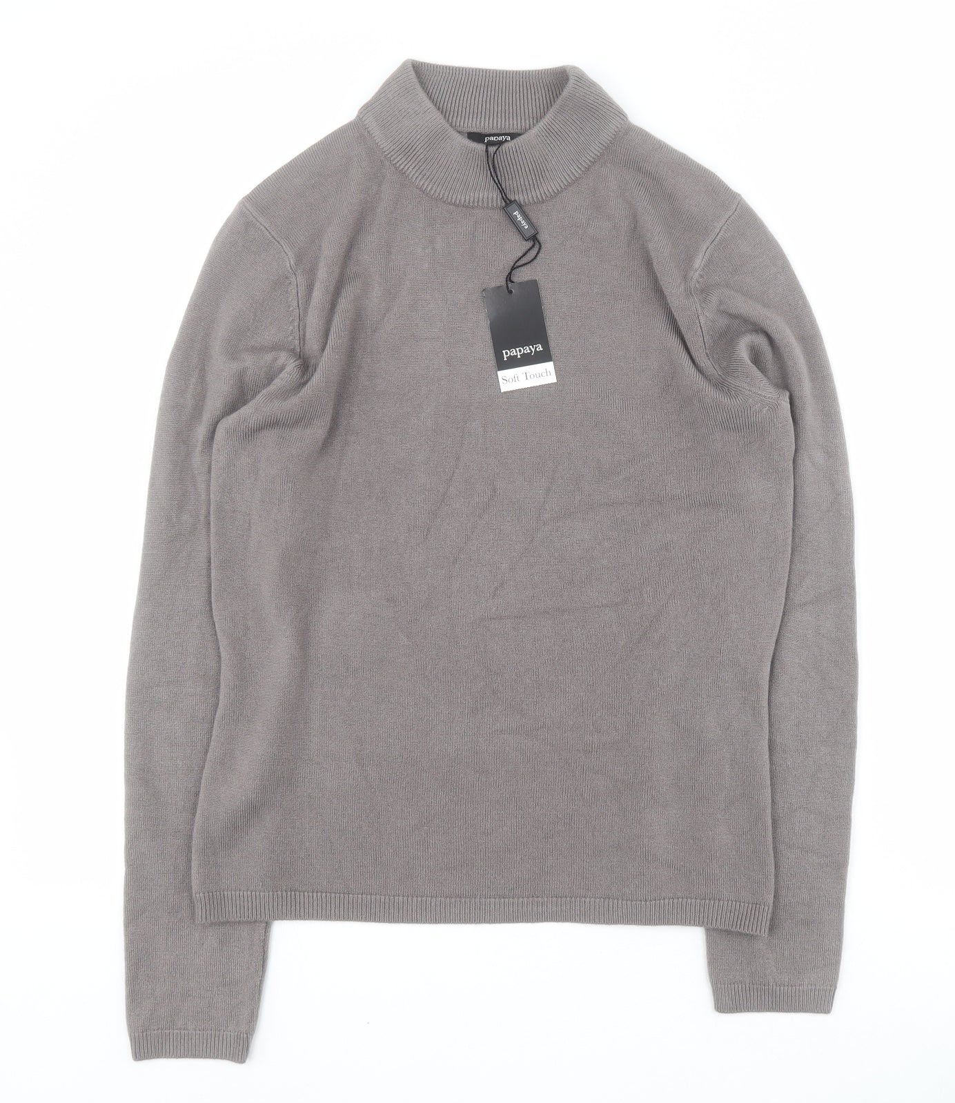 Matalan Womens Grey Mock Neck  Acrylic Pullover Jumper Size 12