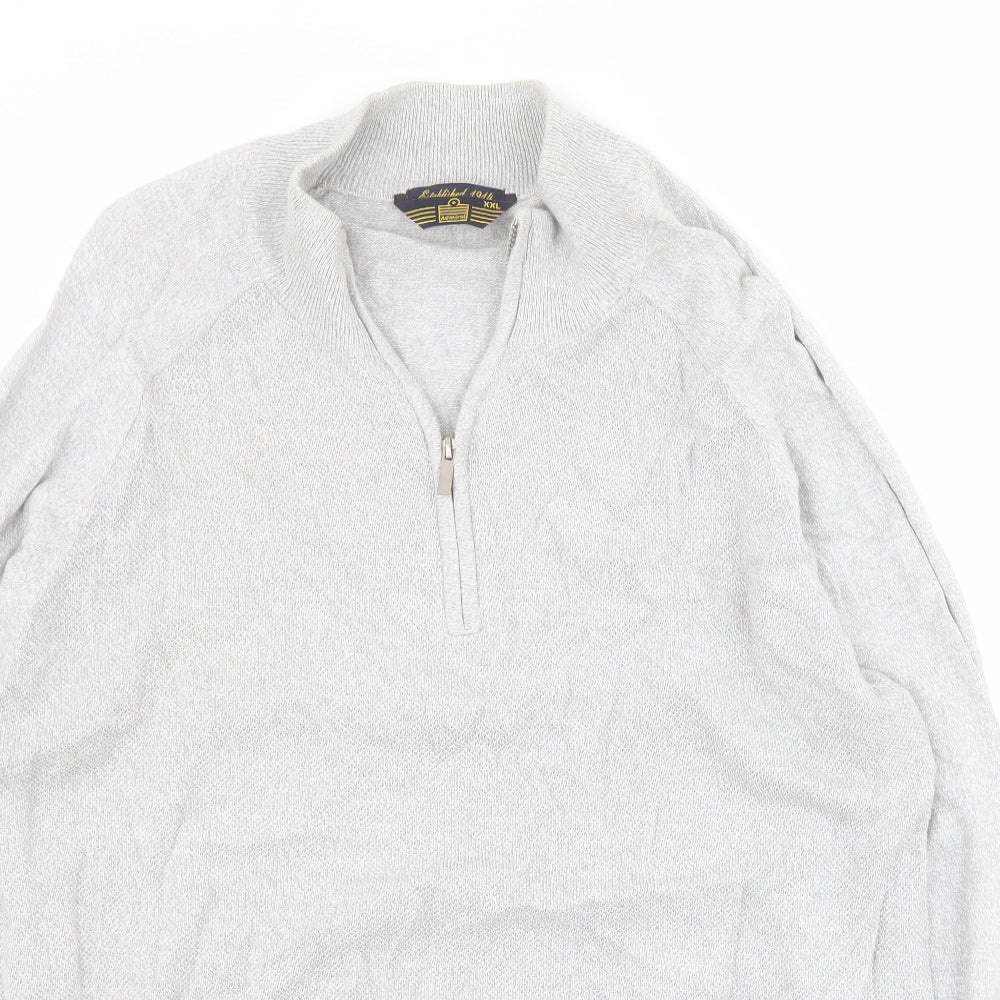 TU Mens Grey High Neck  Cotton Pullover Jumper Size 2XL