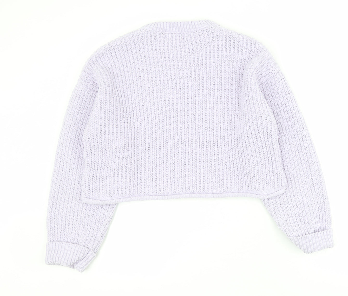 Bershka Womens Purple Round Neck  Cotton Pullover Jumper Size L   - Cropped
