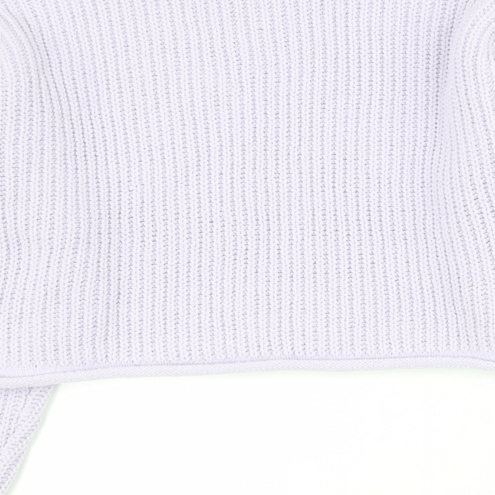 Bershka Womens Purple Round Neck  Cotton Pullover Jumper Size L   - Cropped