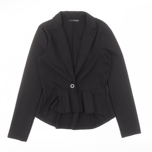Primark Womens Black   Jacket Blazer Size 10  Button - Peplum