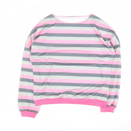 SheIn Womens Grey Striped Polyester Pullover Sweatshirt Size 2XL  Pullover