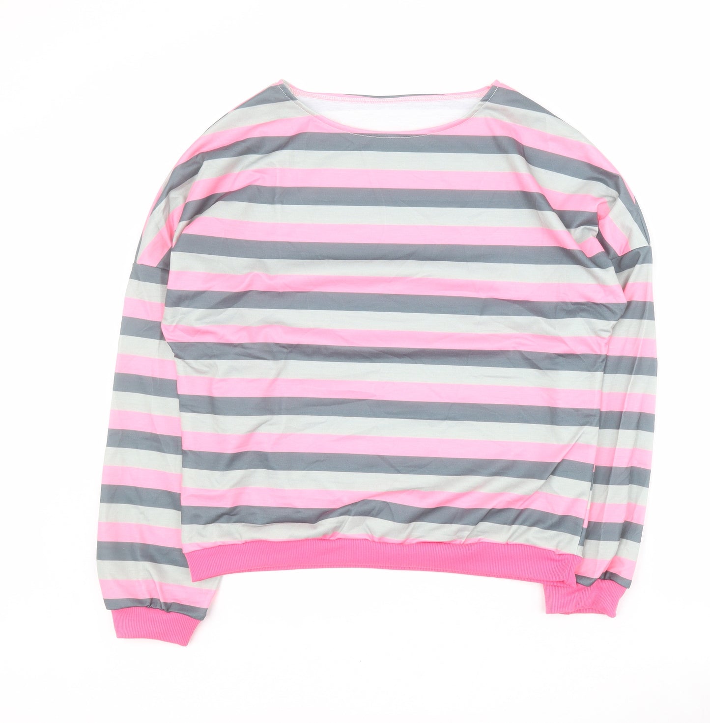 SheIn Womens Grey Striped Polyester Pullover Sweatshirt Size 2XL  Pullover