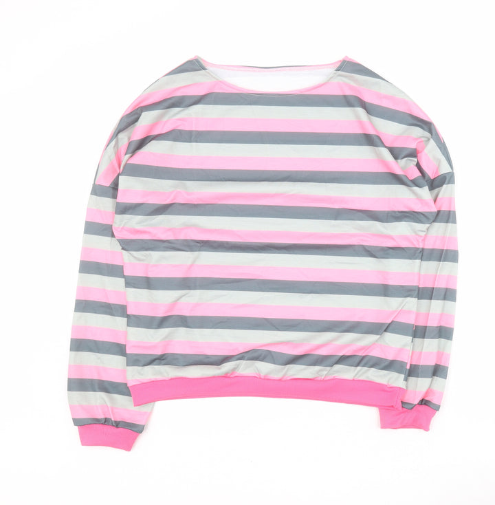 SheIn Womens Grey Striped Polyester Pullover Sweatshirt Size 2XL  Pullover