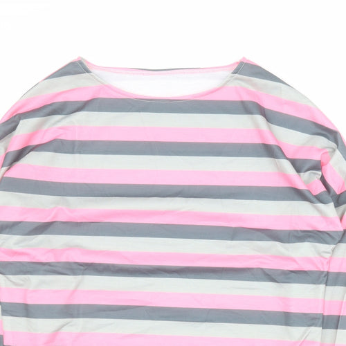 SheIn Womens Grey Striped Polyester Pullover Sweatshirt Size 2XL  Pullover