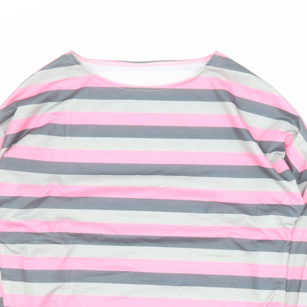SheIn Womens Grey Striped Polyester Pullover Sweatshirt Size 2XL  Pullover