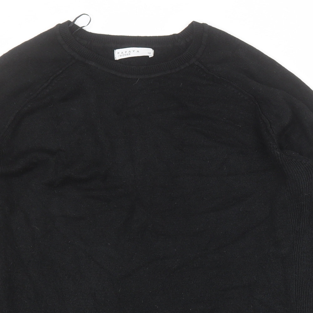 Matalan Womens Black Round Neck  Acrylic Pullover Jumper Size 12