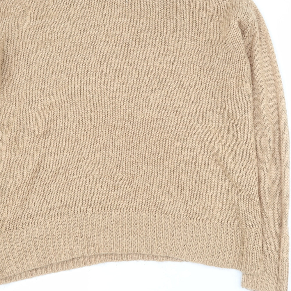 New Look Womens Brown Round Neck  Acrylic Pullover Jumper Size M