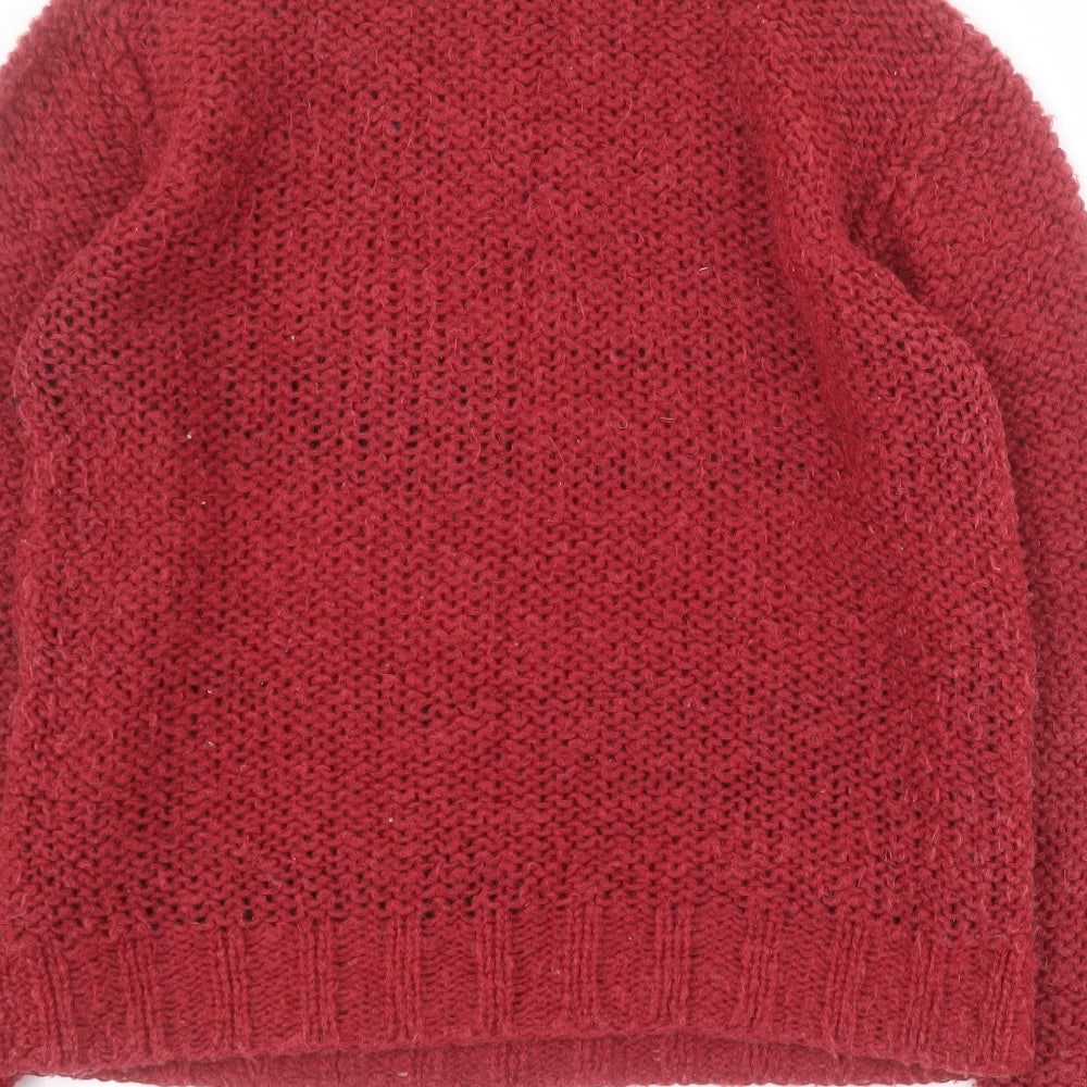 Davir Womens Red Round Neck  Acrylic Pullover Jumper Size 14