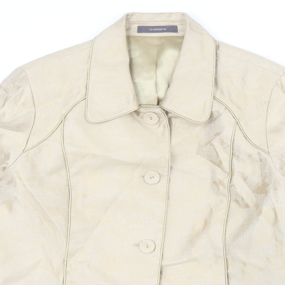 Liz Claiborne Womens Gold Floral  Jacket  Size 12  Button