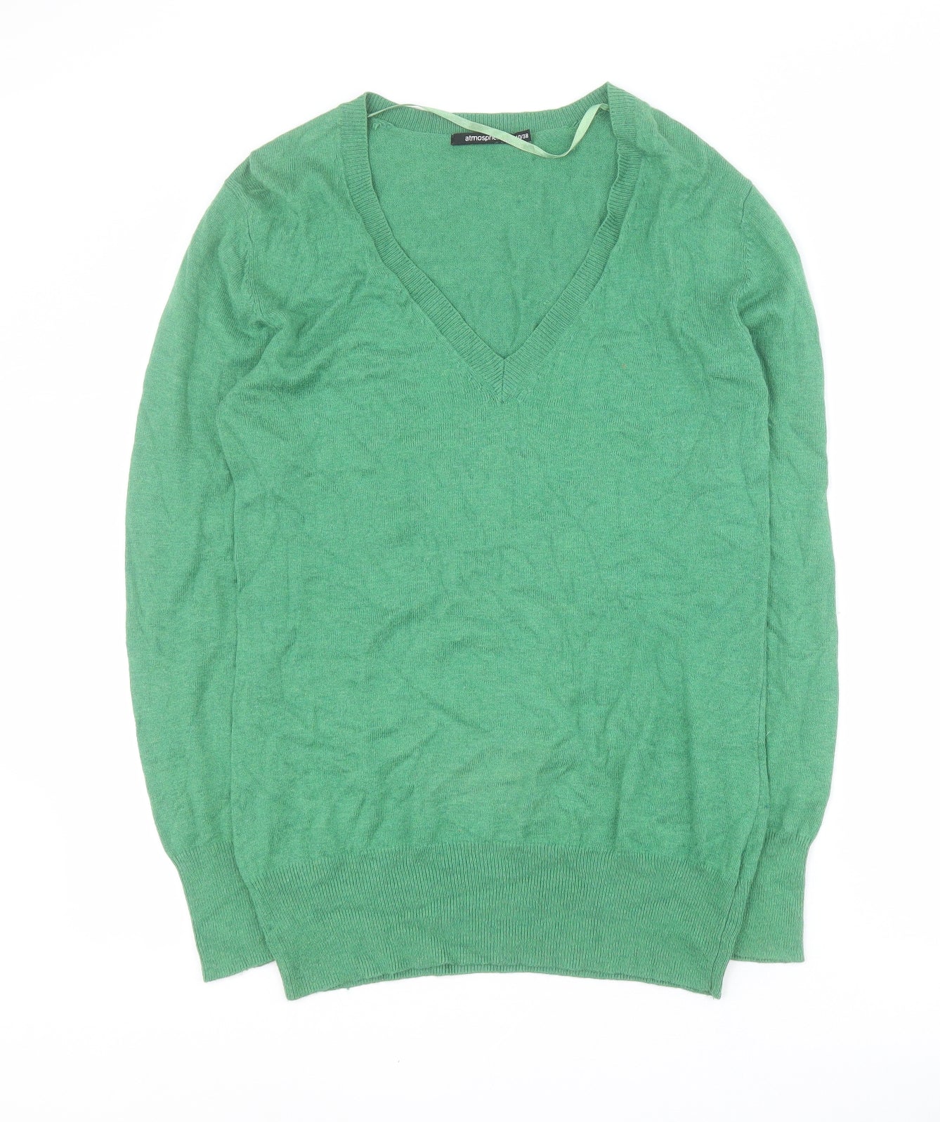 Primark Womens Green V-Neck  Cotton Pullover Jumper Size 10