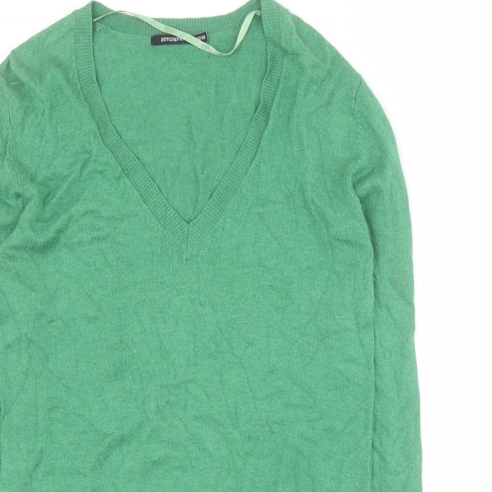 Primark Womens Green V-Neck  Cotton Pullover Jumper Size 10