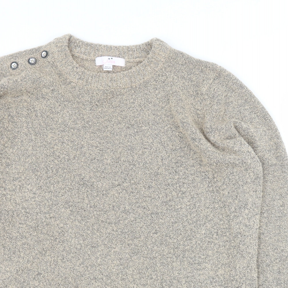 Julipa Womens Brown Crew Neck  Acrylic Pullover Jumper Size 20