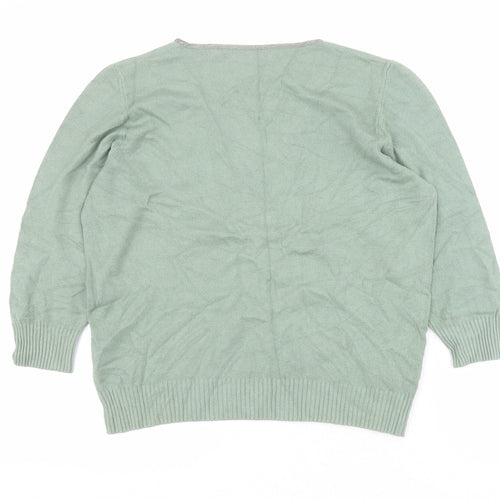 Marks and Spencer Womens Green V-Neck  Viscose Pullover Jumper Size 18