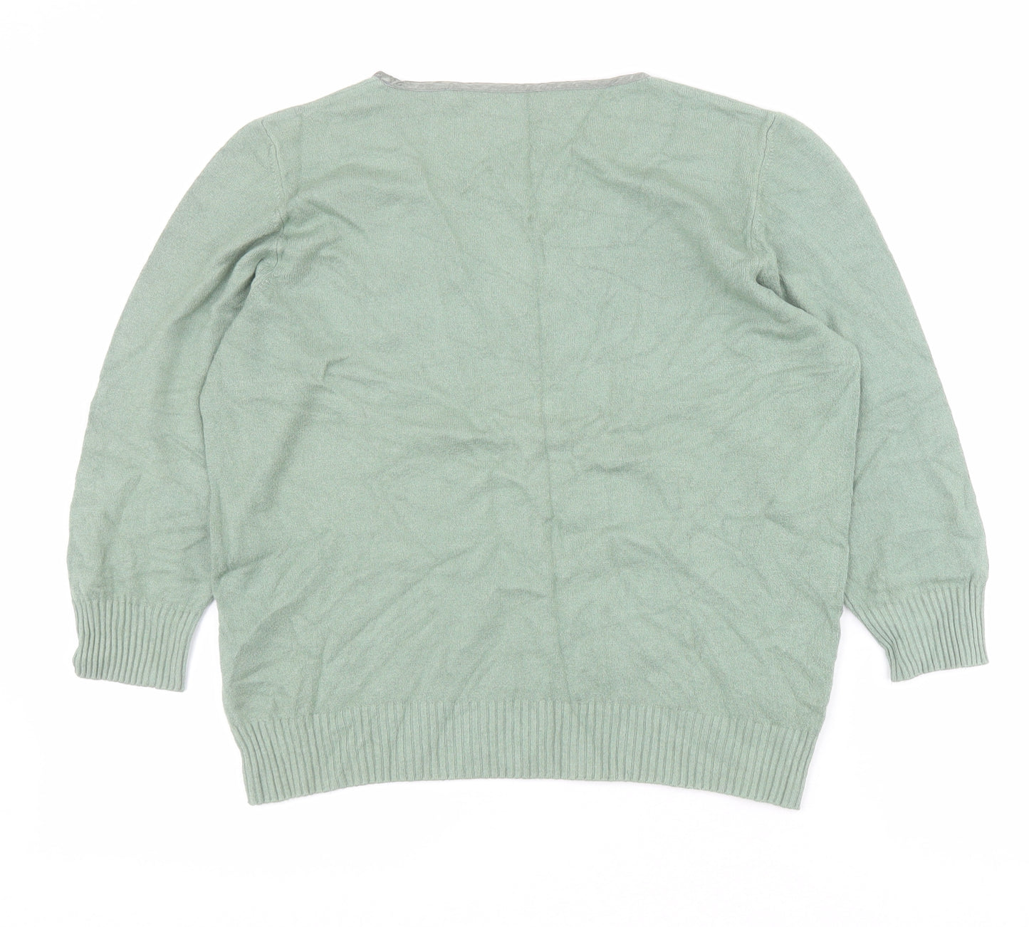 Marks and Spencer Womens Green V-Neck  Viscose Pullover Jumper Size 18