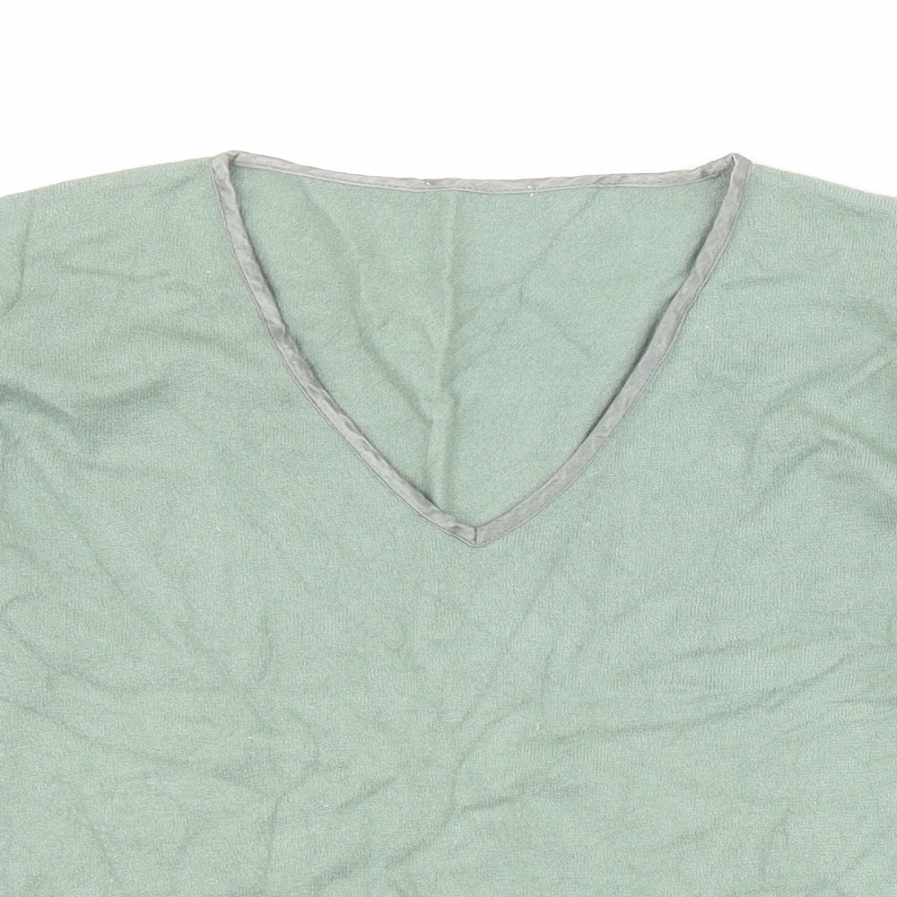 Marks and Spencer Womens Green V-Neck  Viscose Pullover Jumper Size 18