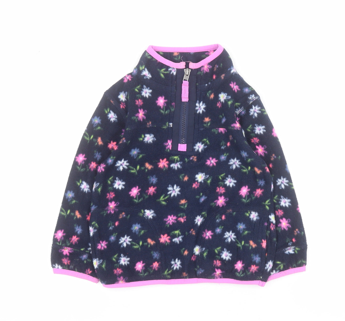 Marks and Spencer Girls Blue Floral  Jacket  Size 3-4 Years  Zip