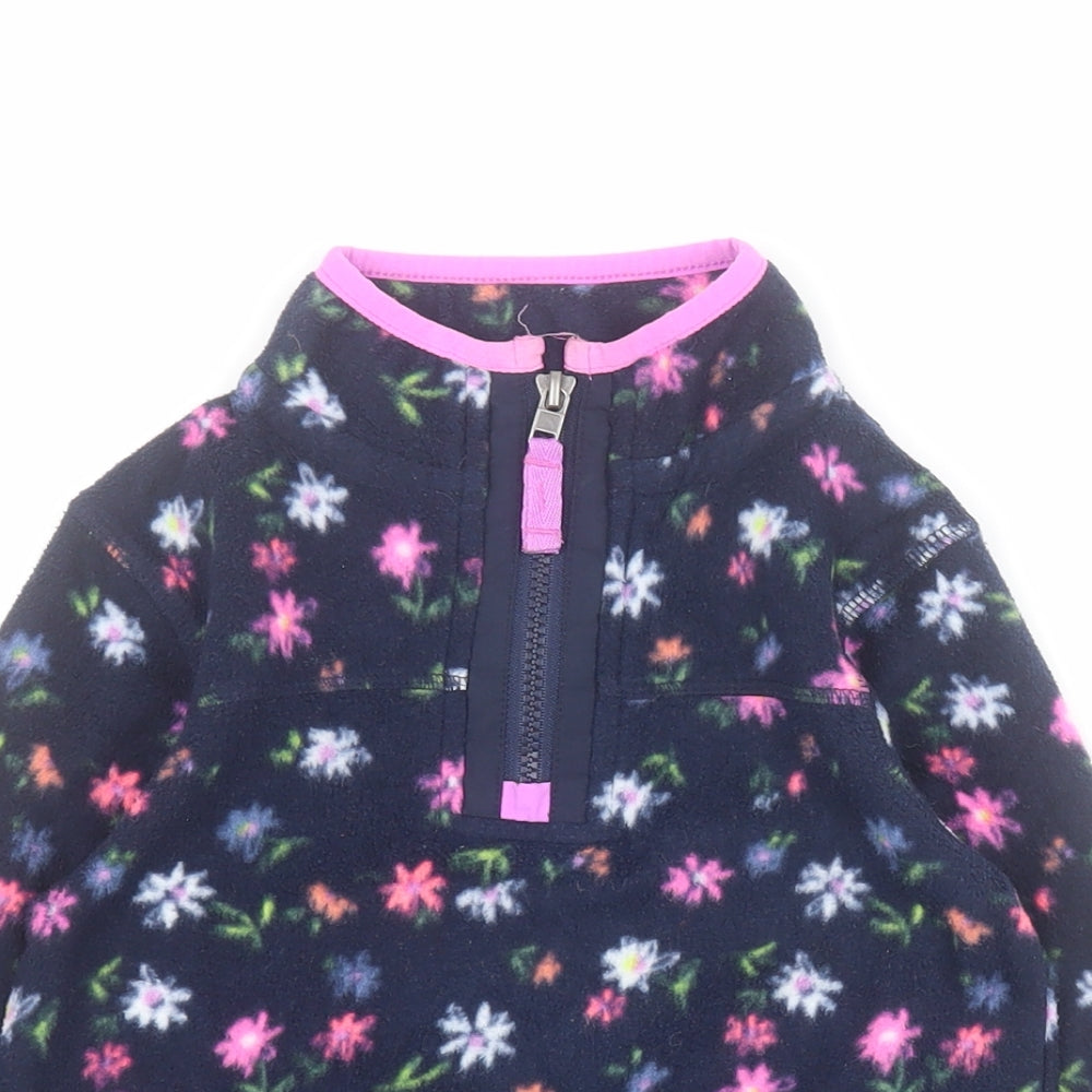 Marks and Spencer Girls Blue Floral  Jacket  Size 3-4 Years  Zip