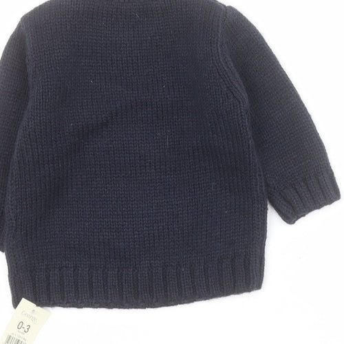 Geroge Baby Blue  Acrylic Pullover Jumper Size 0-3 Months  Button - Fox