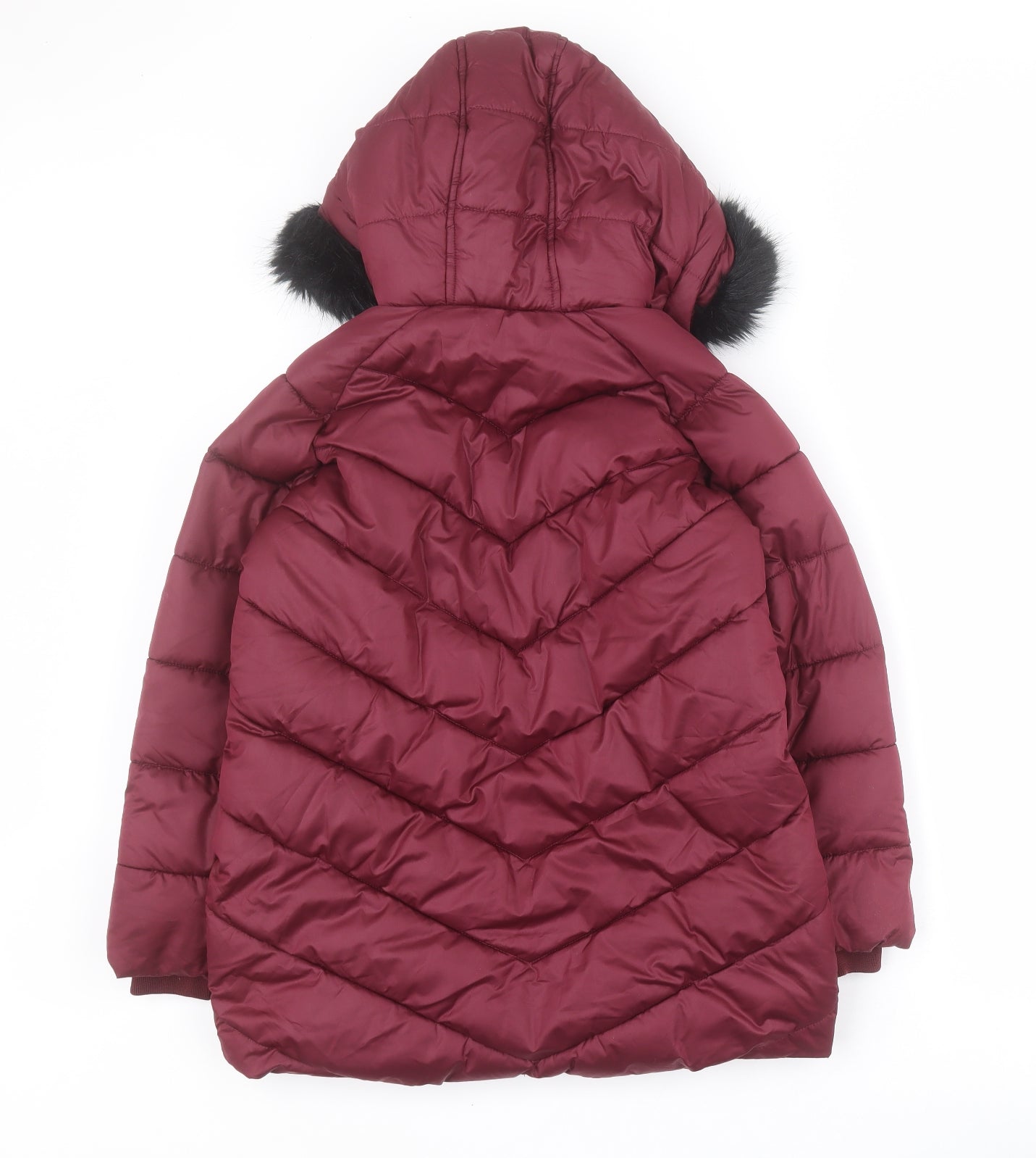 Marks and Spencer Girls Red   Puffer Jacket Coat Size 7-8 Years  Zip
