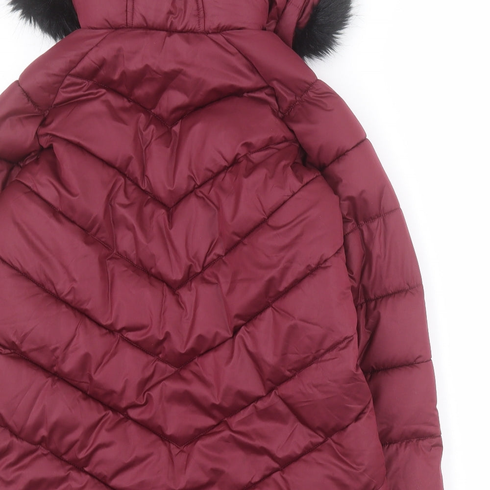 Marks and Spencer Girls Red   Puffer Jacket Coat Size 7-8 Years  Zip
