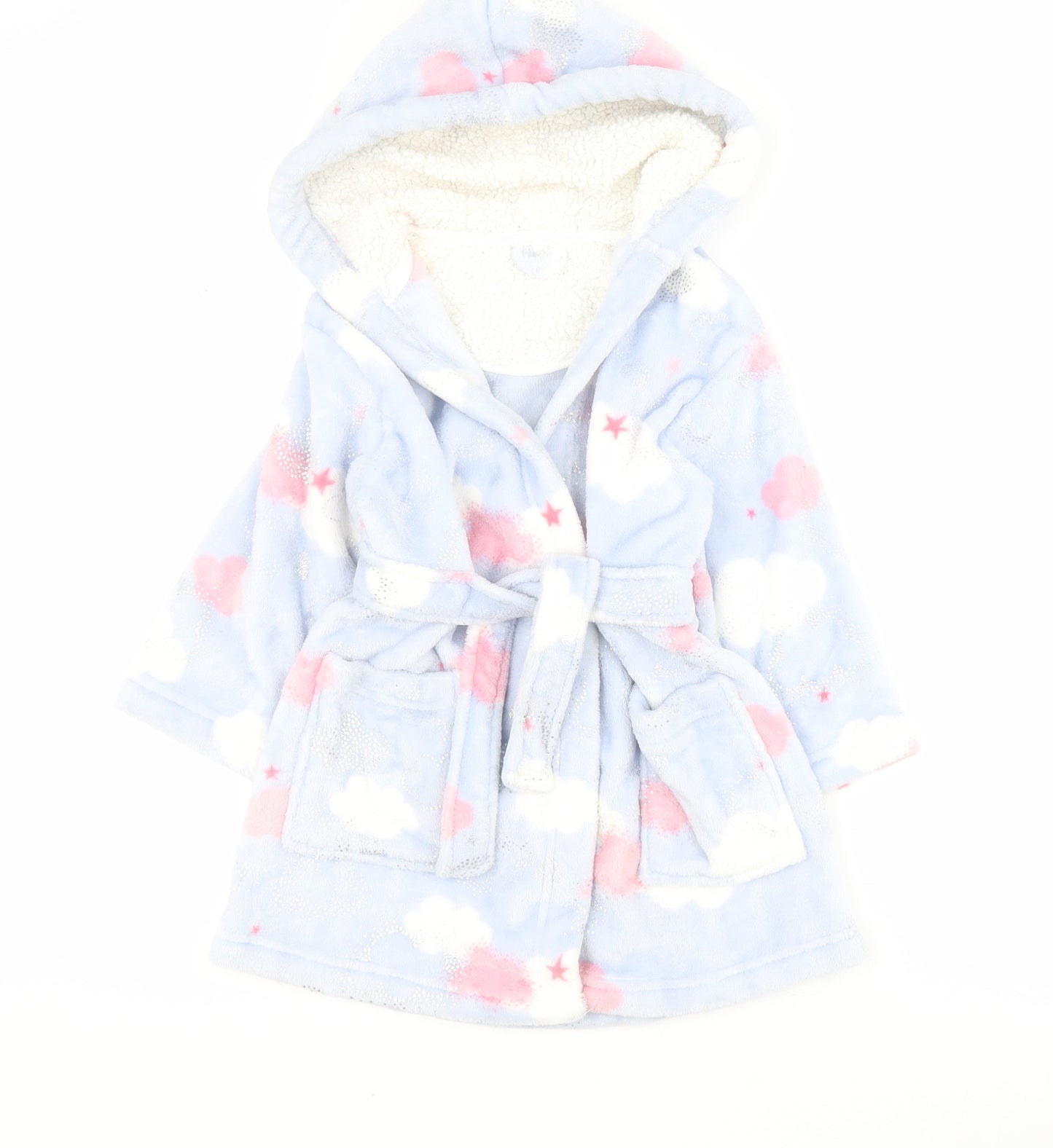 Nutemeg Girls Blue Solid Polyester Top Gown Size 2-3 Years  Tie