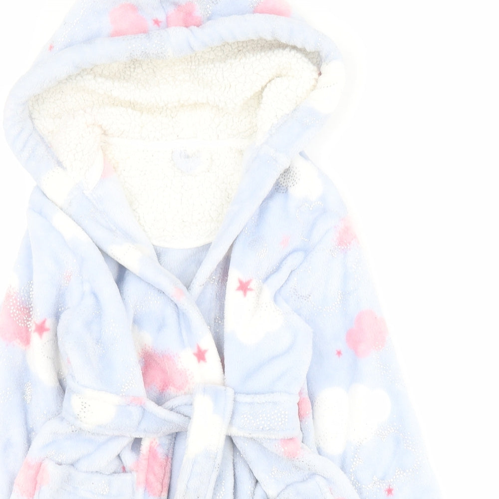 Nutemeg Girls Blue Solid Polyester Top Gown Size 2-3 Years  Tie