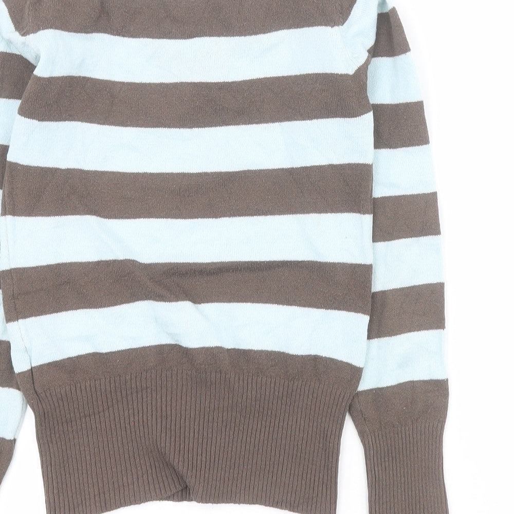 H&M Boys Blue V-Neck Striped Acrylic Pullover Jumper Size 10-11 Years  Pullover