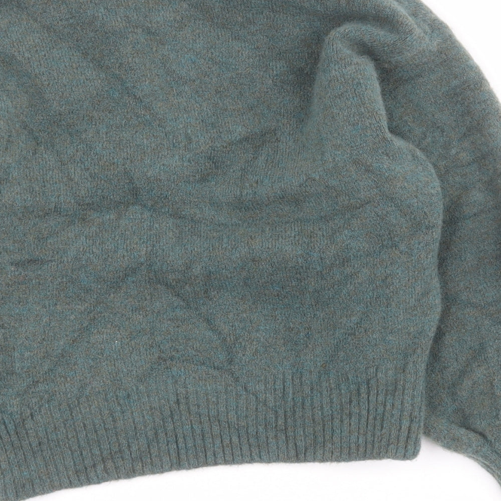 Zara Womens Green V-Neck  Acrylic Pullover Jumper Size S