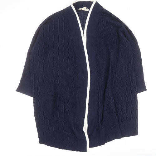 Retrology Womens Blue V-Neck  Acrylic Cardigan Jumper Size L