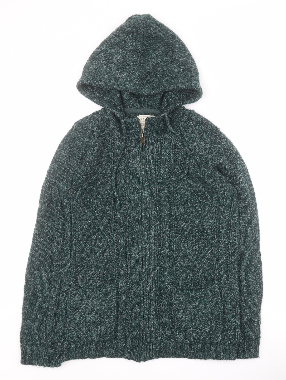 Fat Face Womens Green  Acrylic Full Zip Hoodie Size 12  Zip