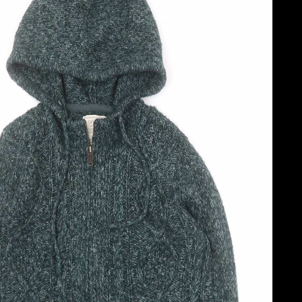Fat Face Womens Green  Acrylic Full Zip Hoodie Size 12  Zip