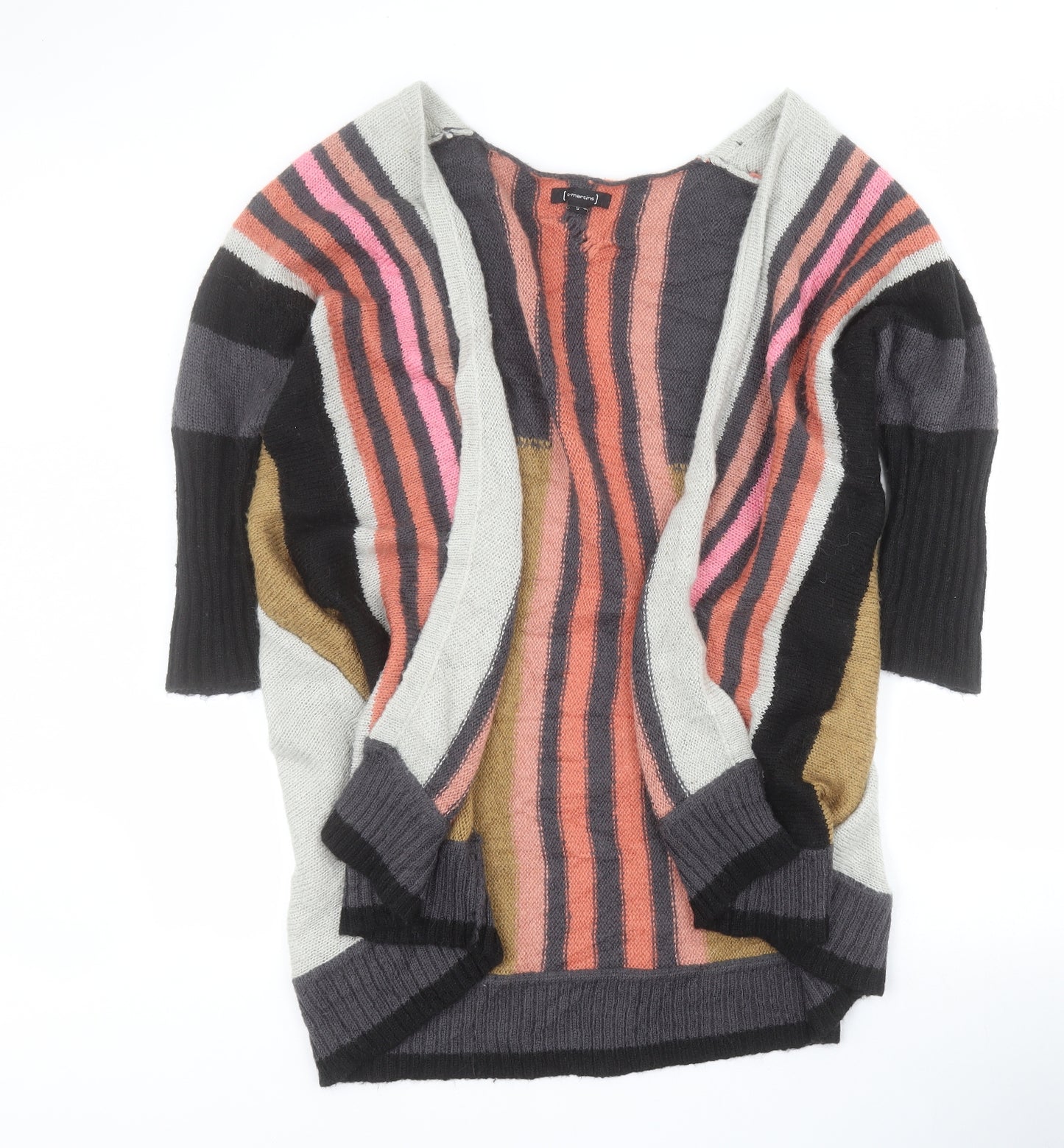 St Martins Womens Multicoloured V-Neck Striped Acrylic Cardigan Jumper Size S