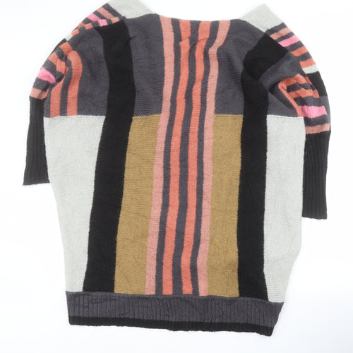 St Martins Womens Multicoloured V-Neck Striped Acrylic Cardigan Jumper Size S
