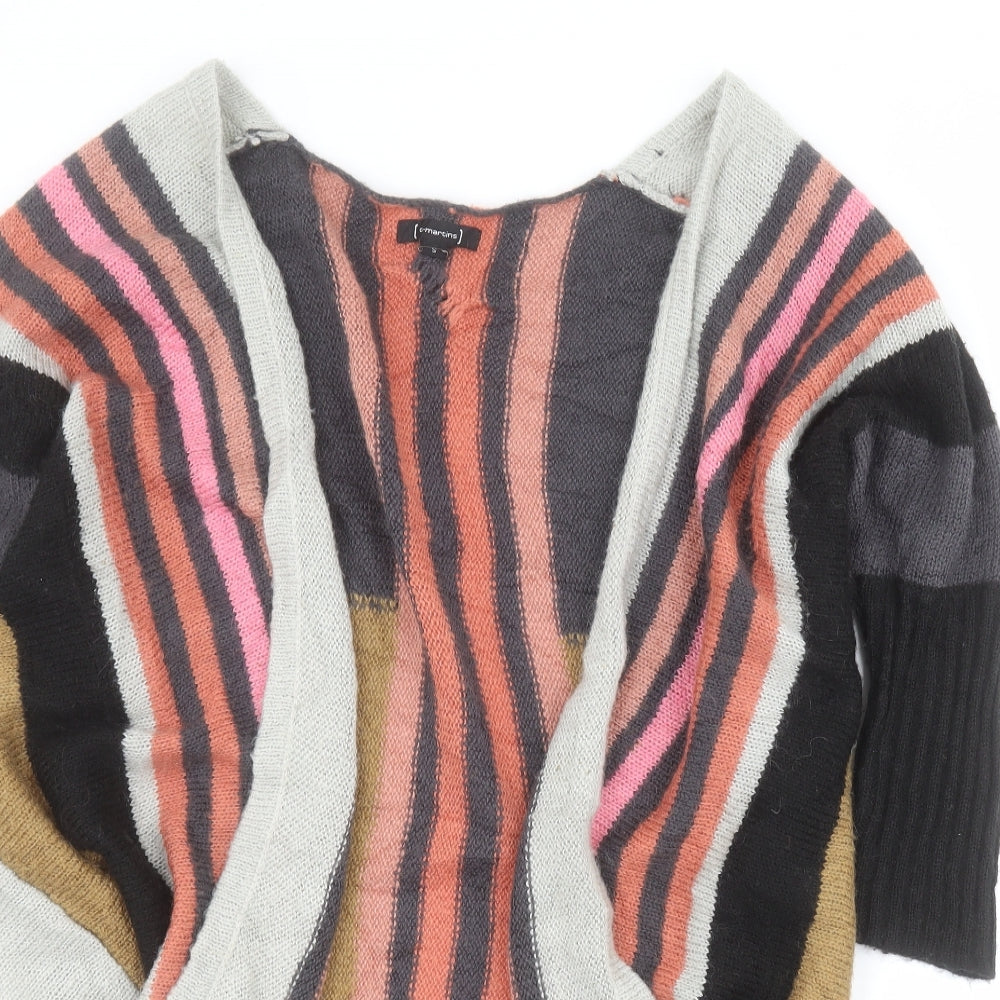 St Martins Womens Multicoloured V-Neck Striped Acrylic Cardigan Jumper Size S