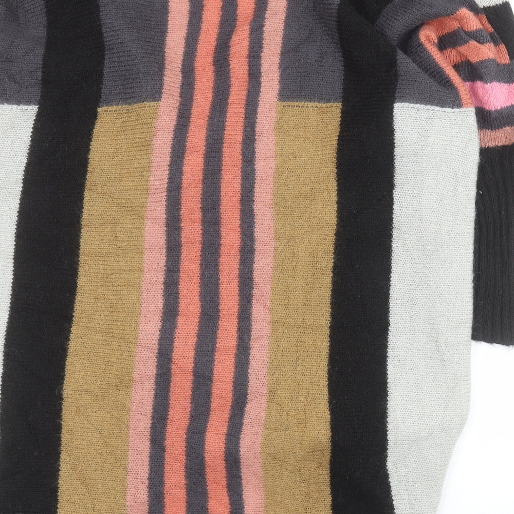 St Martins Womens Multicoloured V-Neck Striped Acrylic Cardigan Jumper Size S