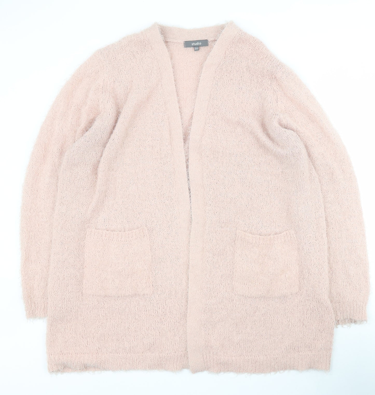 Studio Womens Pink V-Neck  Polyester Cardigan Jumper Size 20